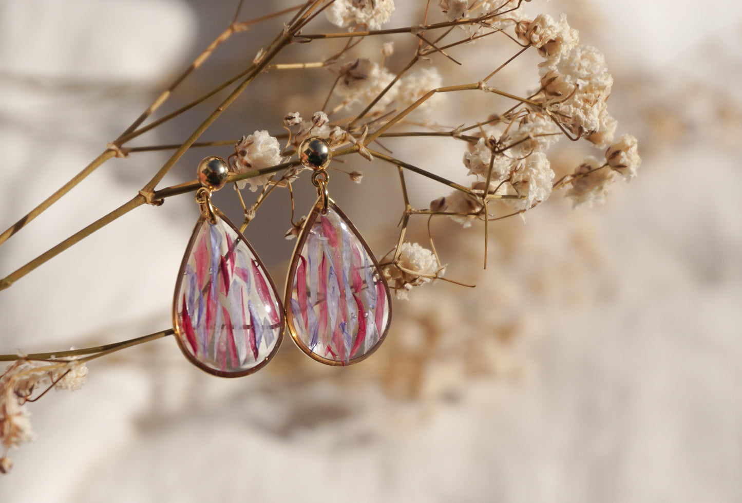 Boucles d'Oreilles Goutte Fleur de Bleuet
