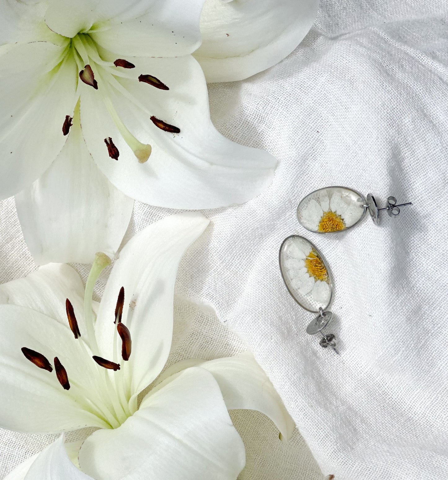 Boucles d'Oreilles Ovales Marguerite