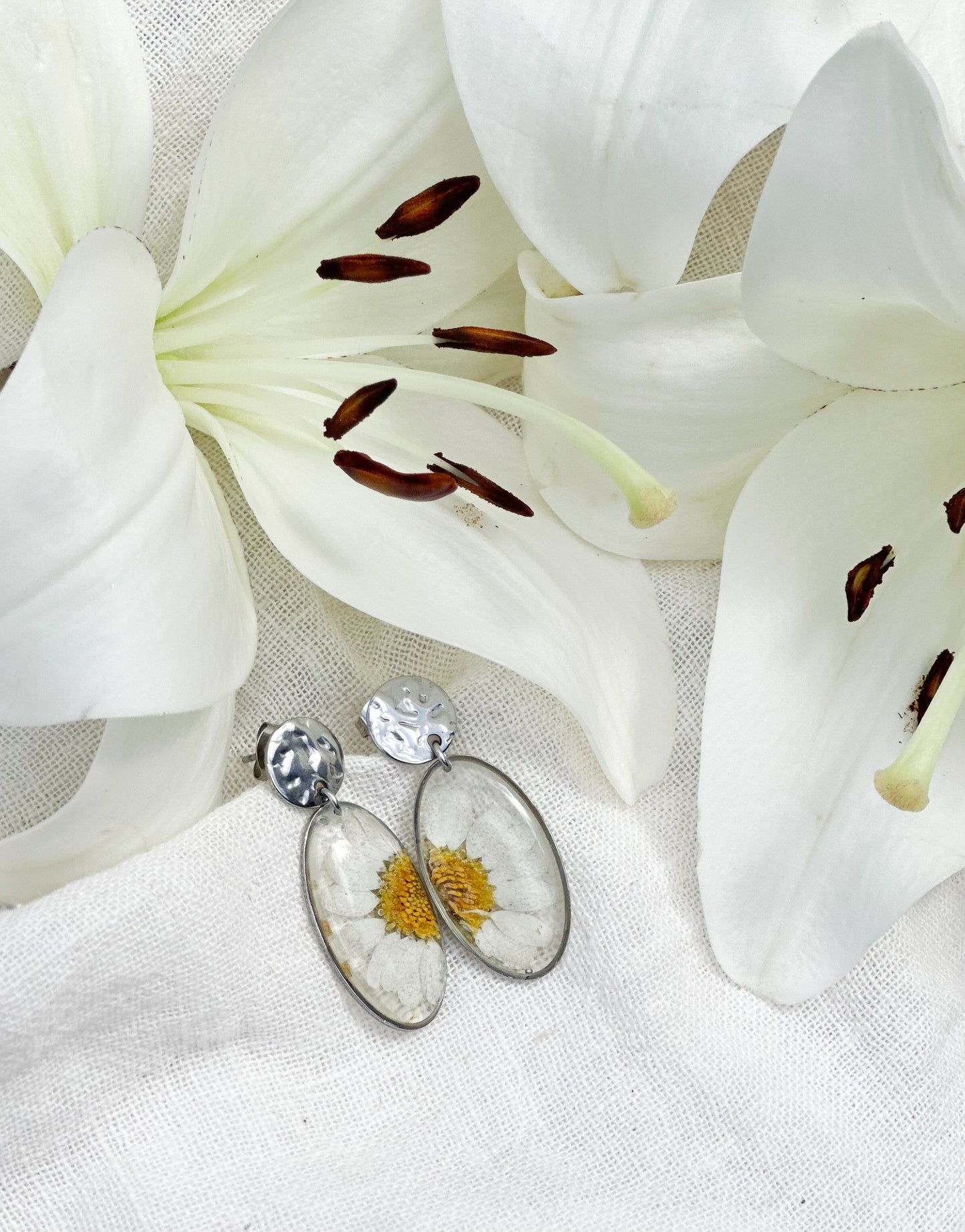 Boucles d'Oreilles Ovales Marguerite