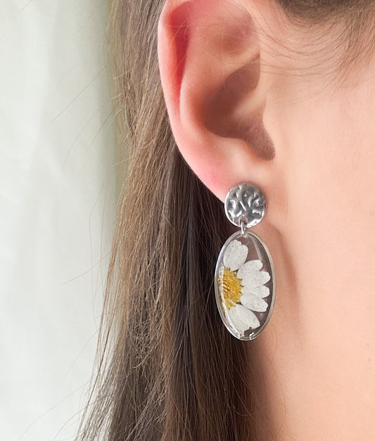 Boucles d'Oreilles Ovales Marguerite