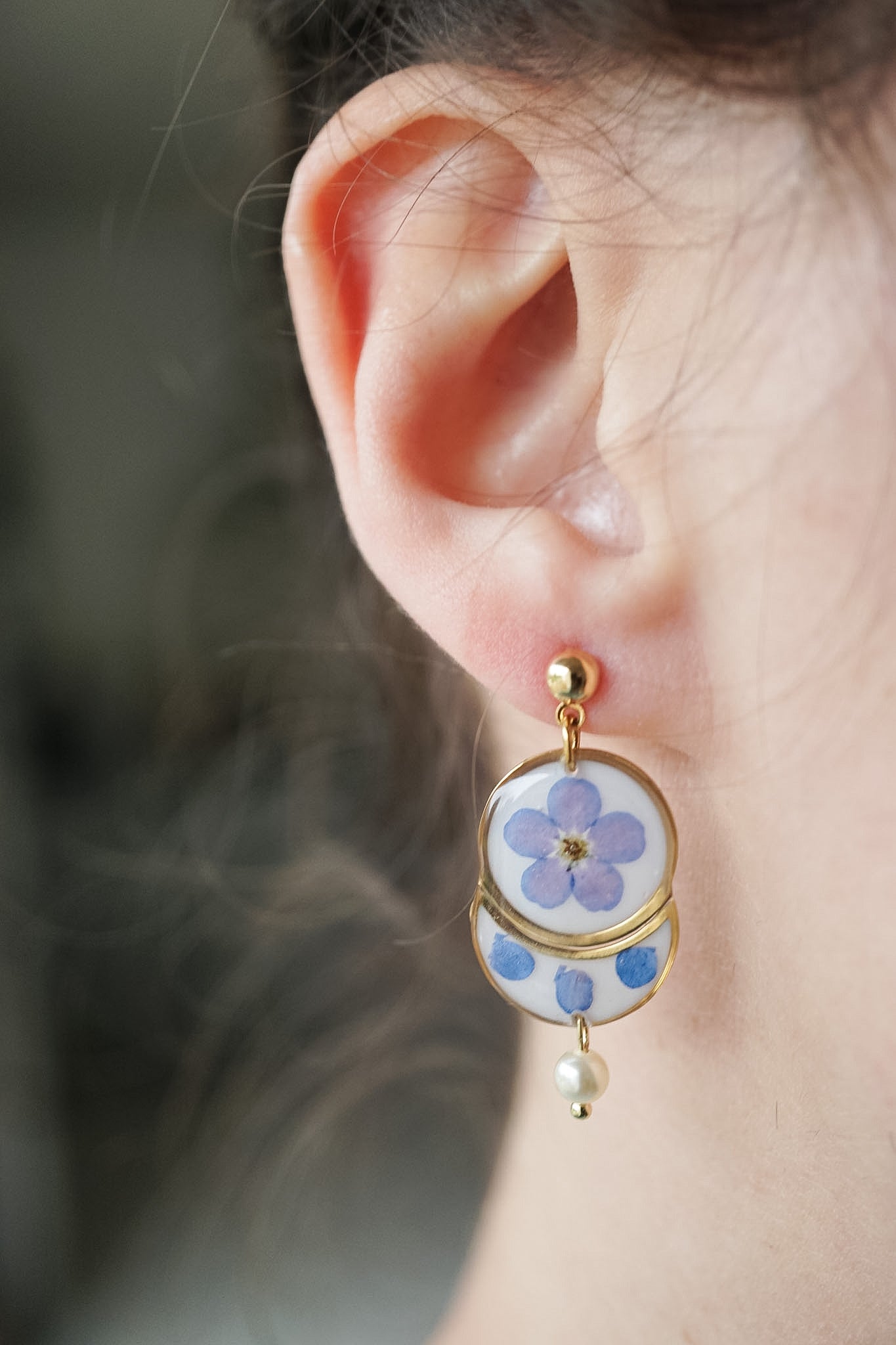 Boucles d'Oreilles Myosostis Vintage