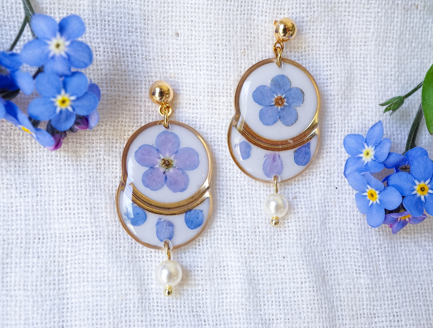 Boucles d'Oreilles Myosostis Vintage