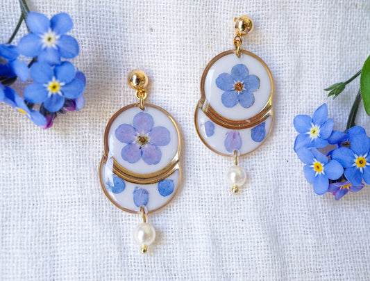 Boucles d'Oreilles Myosostis Vintage