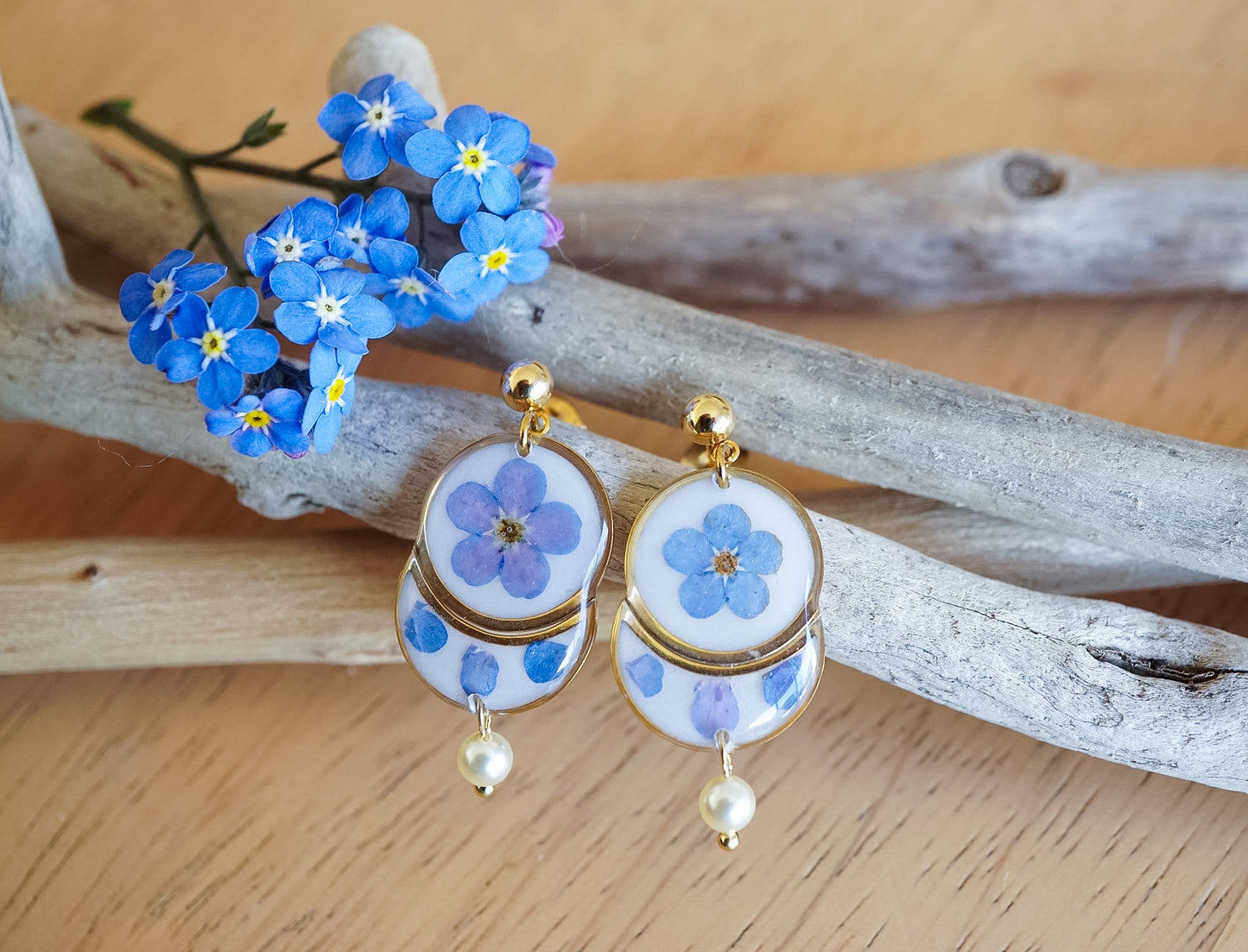 Boucles d'Oreilles Myosostis Vintage